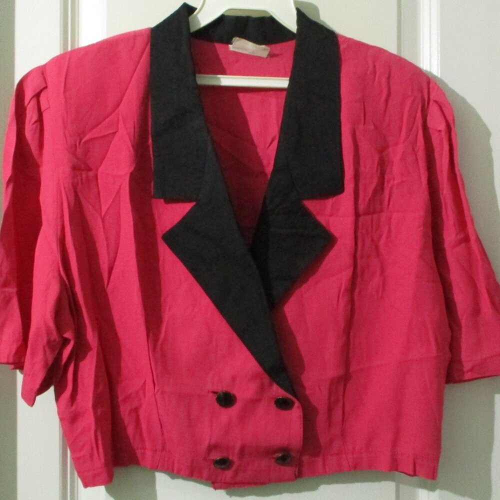 80s/90s Fuschia and Black Short Jacket